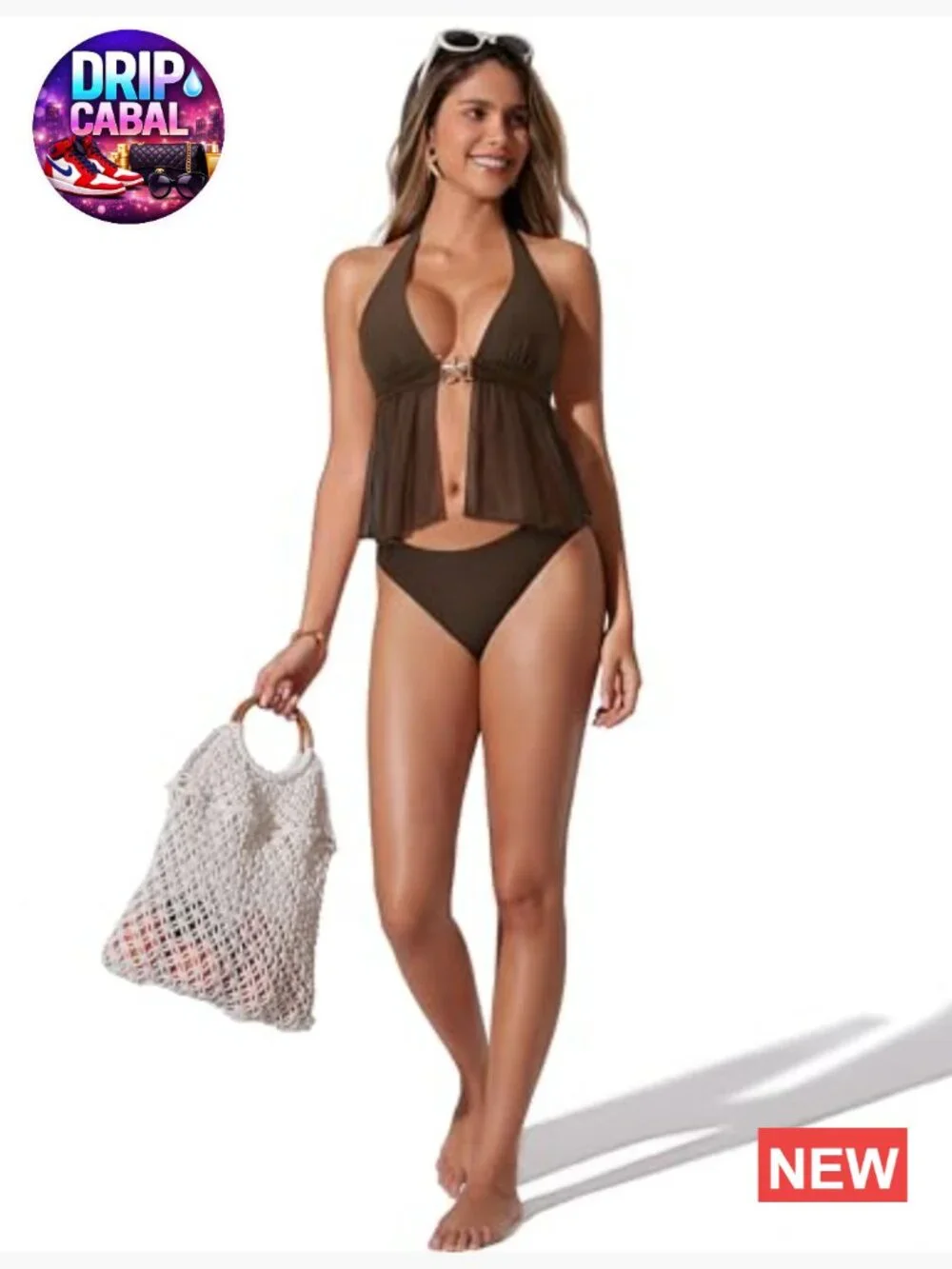 Sexy Halter Tankini Swimsuits Tummy Control Two Piece Bathing Suit